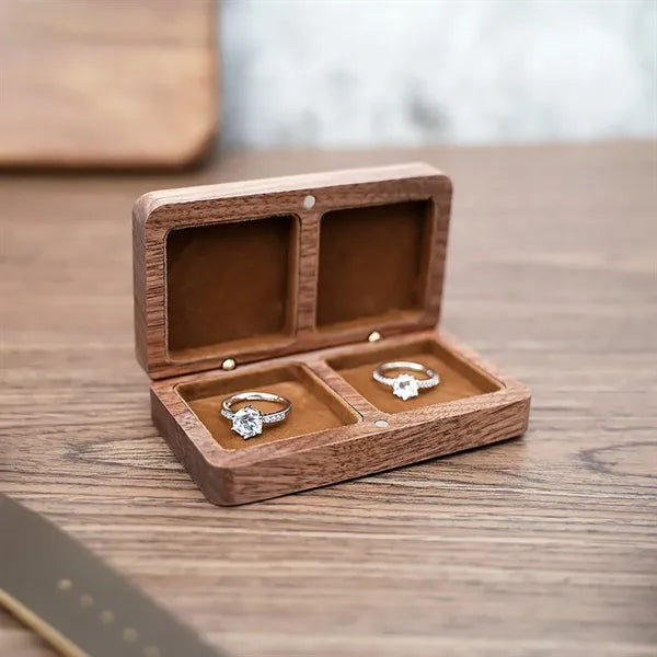 Wooden Square Double Compartment Magnetic Jewelry Box