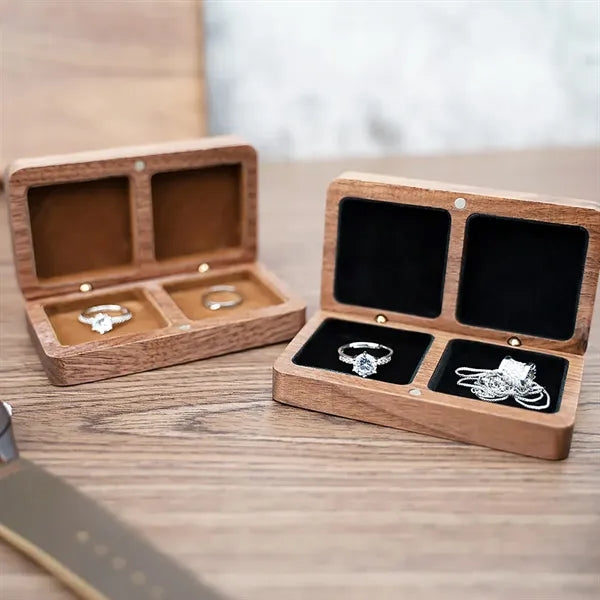 Wooden Square Double Compartment Magnetic Jewelry Box