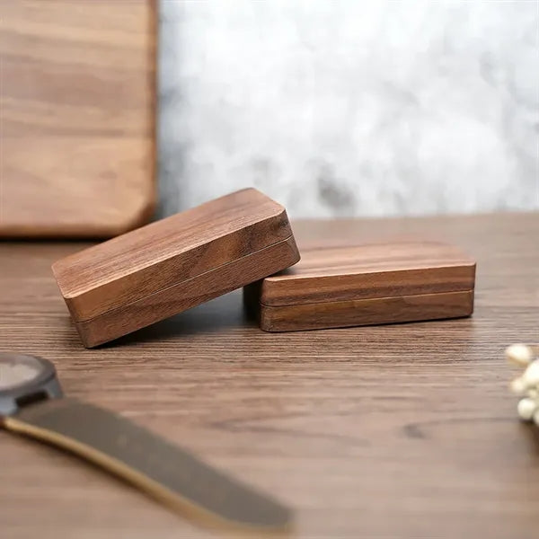 Wooden Square Double Compartment Magnetic Jewelry Box