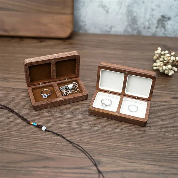 Wooden Square Double Compartment Magnetic Jewelry Box