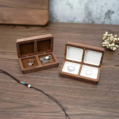 Wooden Square Double Compartment Magnetic Jewelry Box