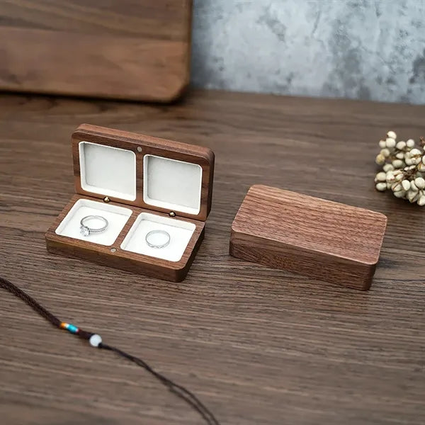Wooden Square Double Compartment Magnetic Jewelry Box