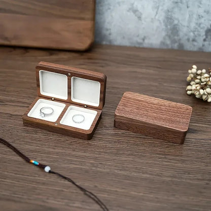 Wooden Square Double Compartment Magnetic Jewelry Box