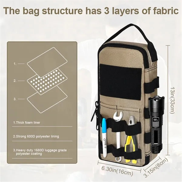 Multifunctional Small Tool Organizer With Zipper Handle