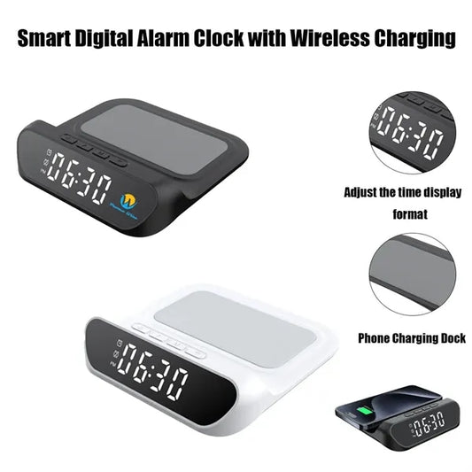Smart Digital Alarm Clock with Fast Wireless Charging