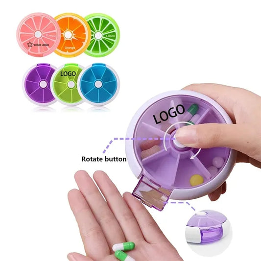Round 7 Compartment Rotate Pill Box