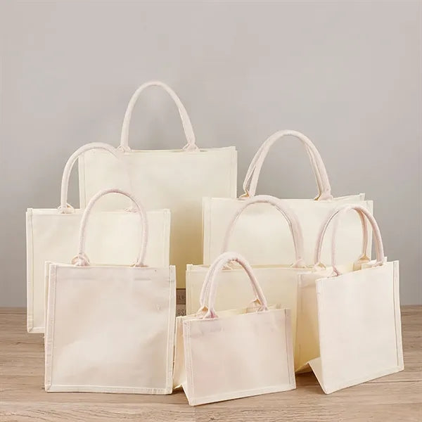 Custom Burlap Film Covered Canvas Tote Bag