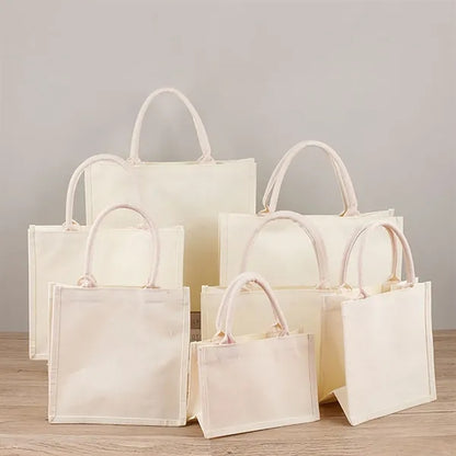 Custom Burlap Film Covered Canvas Tote Bag