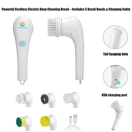 Effective Powerful Deep Cleaning Cordless Electric Scrubber