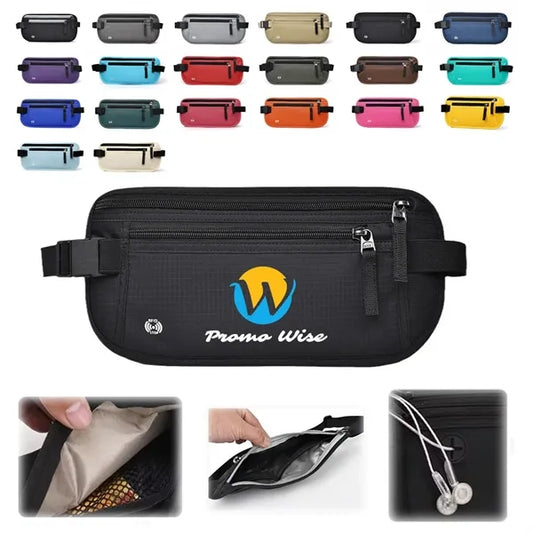 RFID Blocking Outdoor Sports Waist Bag W/ Headphone Jack