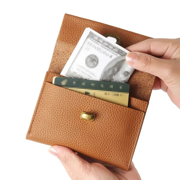 Debossed Full Grain Leather Multifunctional Mini Wallet
