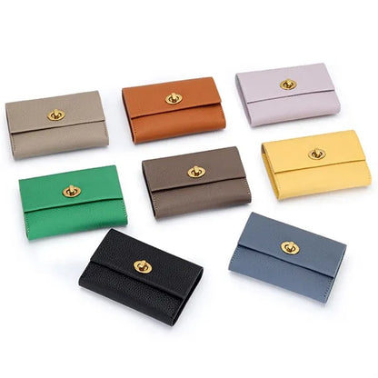 Debossed Full Grain Leather Multifunctional Mini Wallet