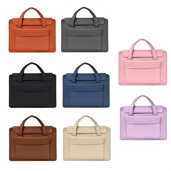 15.6" PU Leather Laptop Bag Handle Organizer Business Use