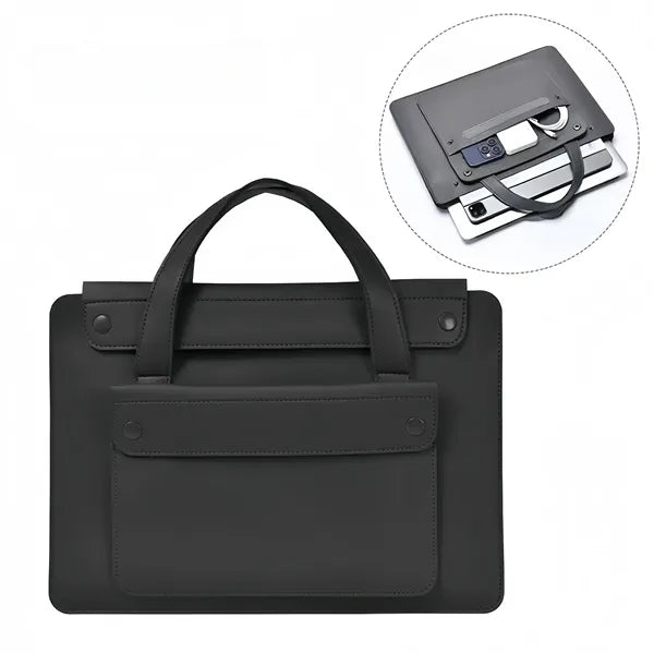 15.6" PU Leather Laptop Bag Handle Organizer Business Use