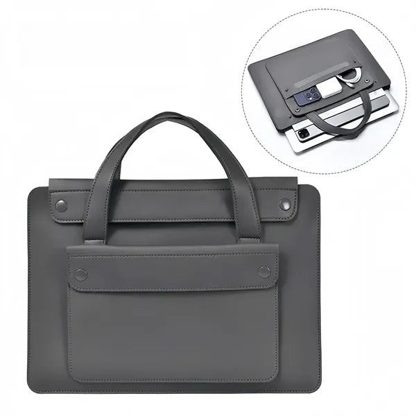 15.6" PU Leather Laptop Bag Handle Organizer Business Use