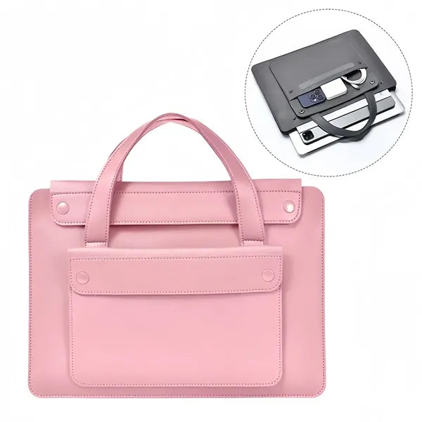 15.6" PU Leather Laptop Bag Handle Organizer Business Use