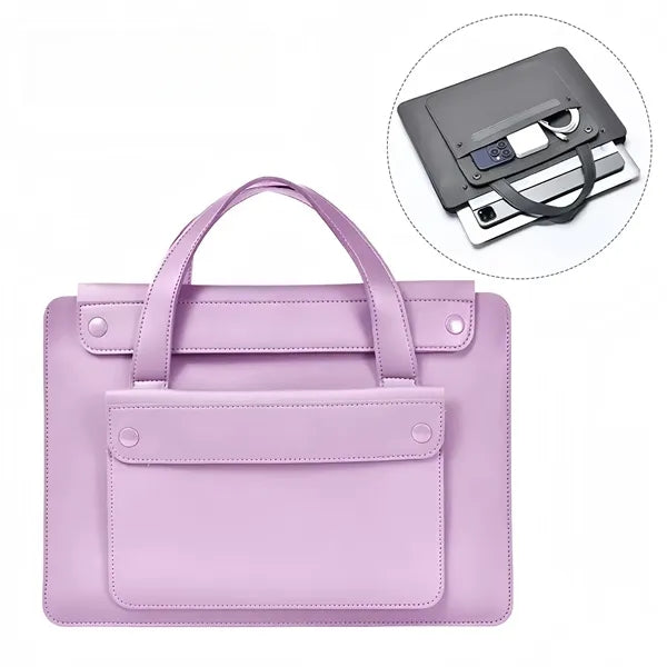 15.6" PU Leather Laptop Bag Handle Organizer Business Use