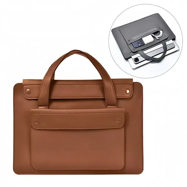 15.6" PU Leather Laptop Bag Handle Organizer Business Use