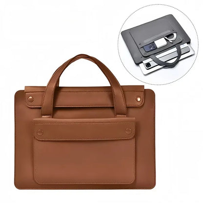 15.6" PU Leather Laptop Bag Handle Organizer Business Use