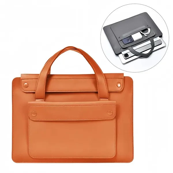 15.6" PU Leather Laptop Bag Handle Organizer Business Use