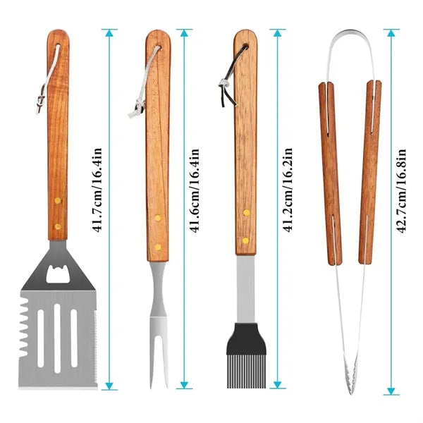 4 in 1 Portable BBQ Grilling Utensil Set with Case