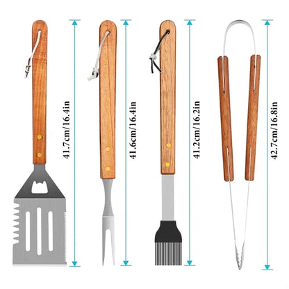 4 in 1 Portable BBQ Grilling Utensil Set with Case