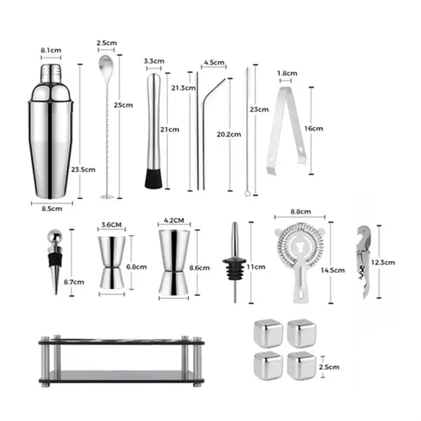 23 in 1 Premium Stainless Steel Cocktail Shaker Set W/ Stand