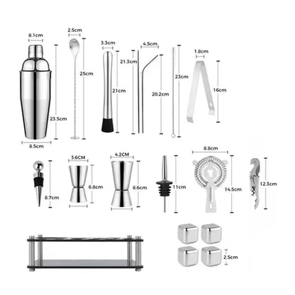 23 in 1 Premium Stainless Steel Cocktail Shaker Set W/ Stand