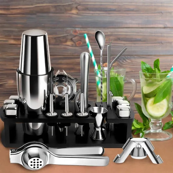 23 in 1 Premium Stainless Steel Cocktail Shaker Set W/ Stand