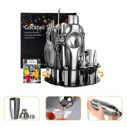 34 in 1 Premium Stainless Steel Cocktail Shaker Set W/ Stand