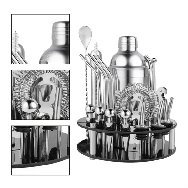 34 in 1 Premium Stainless Steel Cocktail Shaker Set W/ Stand