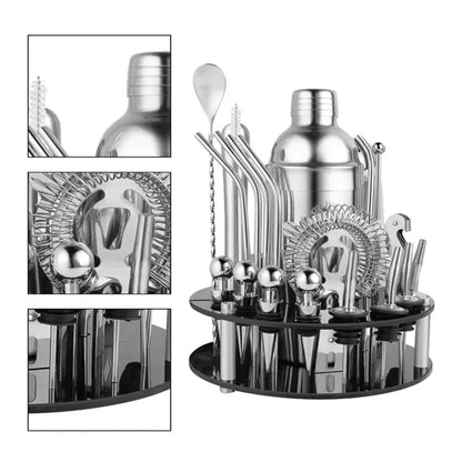 34 in 1 Premium Stainless Steel Cocktail Shaker Set W/ Stand
