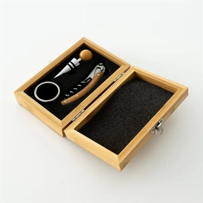 Wooden Box Wine Accessory Gift Set