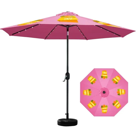 9' Patio Umbrella with Solar-powered LED Lights
