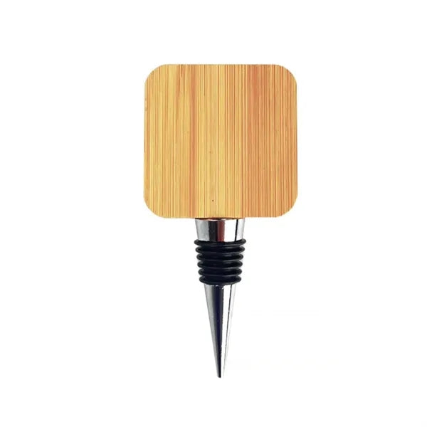 Square Magnetic Bamboo Wine Stopper with Bottle Opener