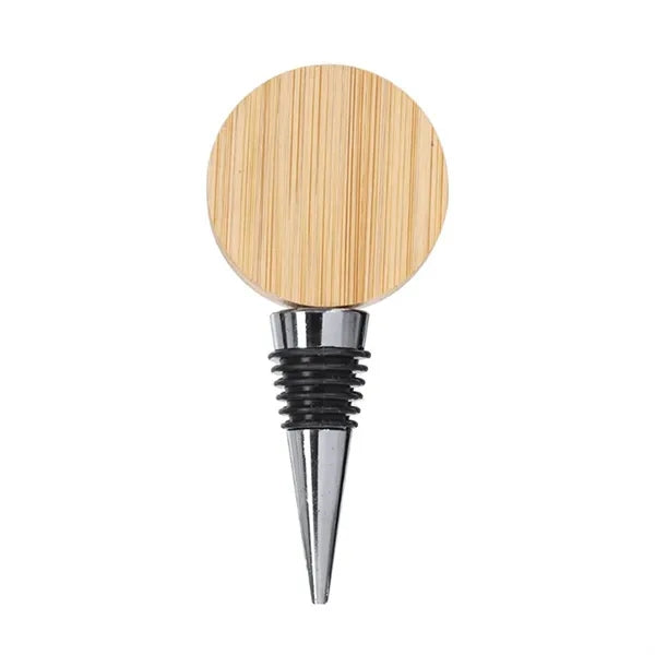 Round Magnetic Bamboo Wine Stopper with Bottle Opener