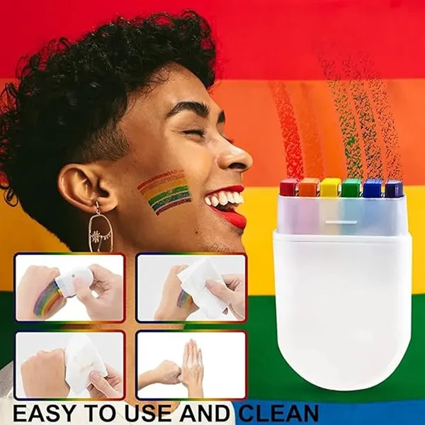 Custom Printed Portable PP Pride Rainbow Face Paint Crayon