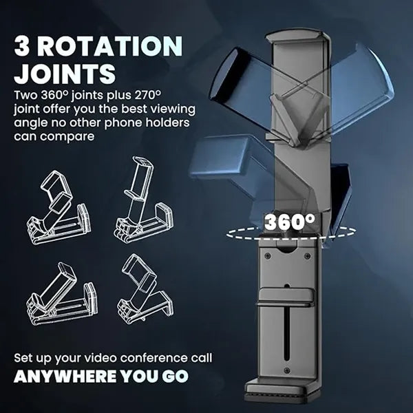 Foldable Universal Phone Holder Clip w/360 Degree Rotating