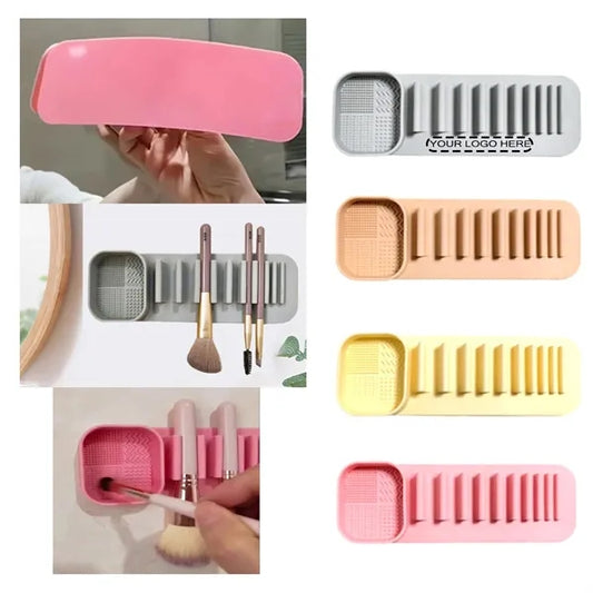 Silicone Makeup Brush Holder with Cleaning Pad