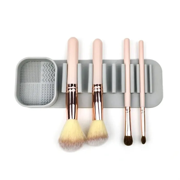 Silicone Makeup Brush Holder with Cleaning Pad