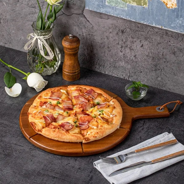 Wooden Pizza Tray Cutting Board With Handles