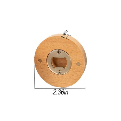 Beechwood Round Magnetic Bottle Opener