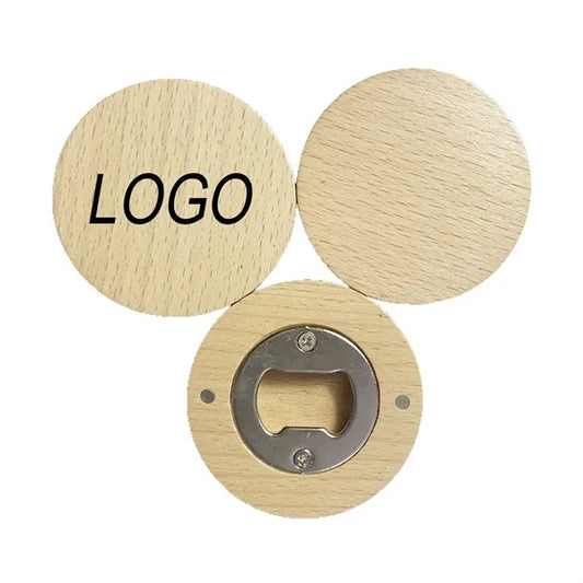 Beechwood Round Magnetic Bottle Opener