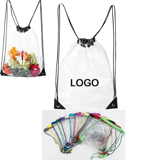 Portable PVC Clear Drawstring Backpack 13''x17'' MOQ100PCS