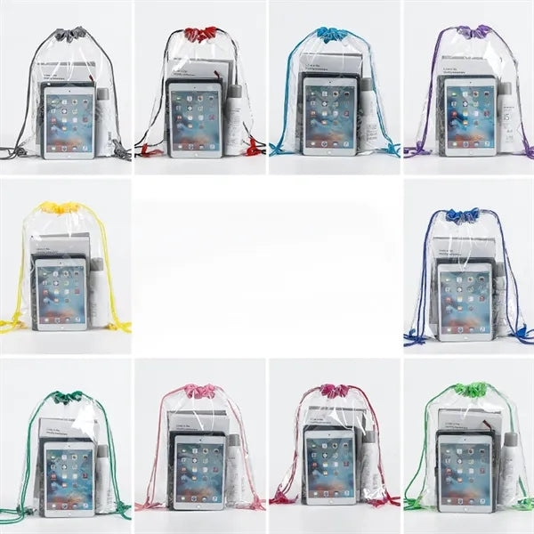 Portable PVC Clear Drawstring Backpack 13''x17'' MOQ100PCS
