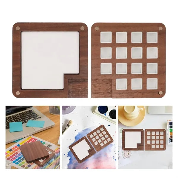 Eco-Friendly Wood Pigment Palette With Magnetic Cover