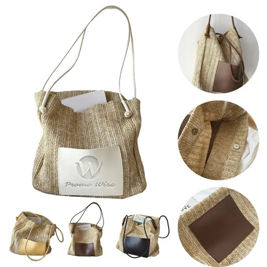 Vintage Large Capacity Woven Straw Shopping Tote Bag