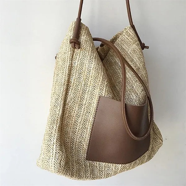 Vintage Large Capacity Woven Straw Shopping Tote Bag