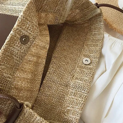 Vintage Large Capacity Woven Straw Shopping Tote Bag