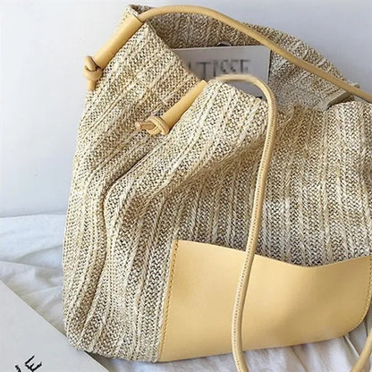 Vintage Large Capacity Woven Straw Shopping Tote Bag